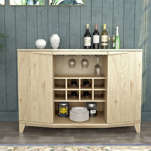 Wooden sideboard with online wine rack