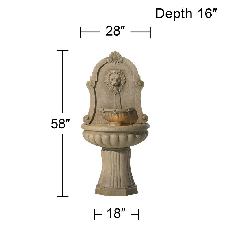 John Timberland Outdoor Wall Water Fountain with Light LED 58" High Lion's Head 2 Tiered for Yard Garden Patio Deck Home, 5 of 10