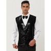 Lars Amadeus Men's Sequin Shiny Slim Fit Sleeveless Suit Waistcoat Set with Bow Tie - 3 of 4