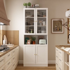 FUFU&GAGA Vertical Multifunctional Bookcase Four Door Storage Cabinet Display Cabinet White - 1 of 4
