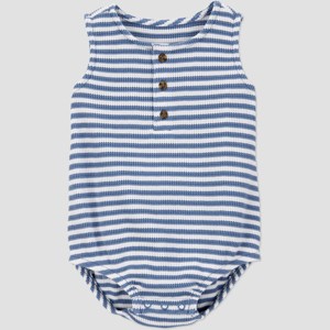 Carter's Just One You® Baby Boys' Striped Textured Romper - Blue/White - 1 of 2