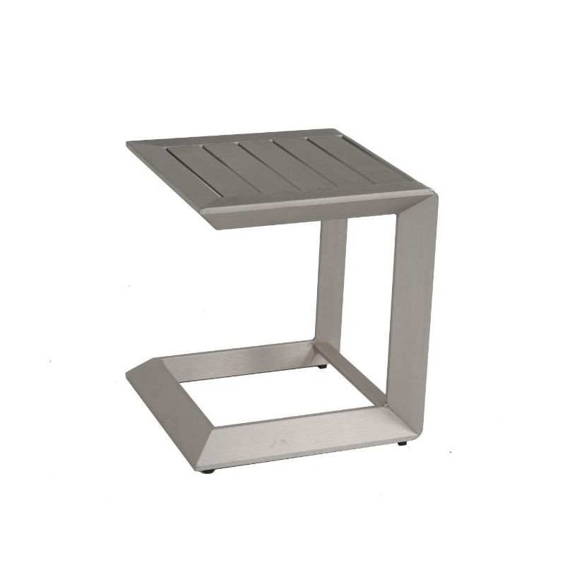 15.7"W Aluminum Patio Coffee Table, Outdoor End table 4A, Silver -ModernLuxe, 1 of 5