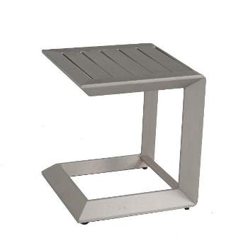 15.7"W Aluminum Patio Coffee Table, Outdoor End table 4A, Silver -ModernLuxe