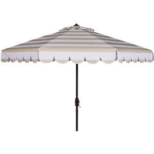 Maui Single Scallop Striped 9Ft Crank Push Button Tilt Umbrella - PAT8011 - Safavieh - 1 of 4
