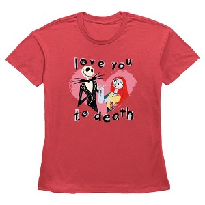 Women's The Nightmare Before Christmas Jack and Sally Love You to Death T-Shirt - 1 of 3