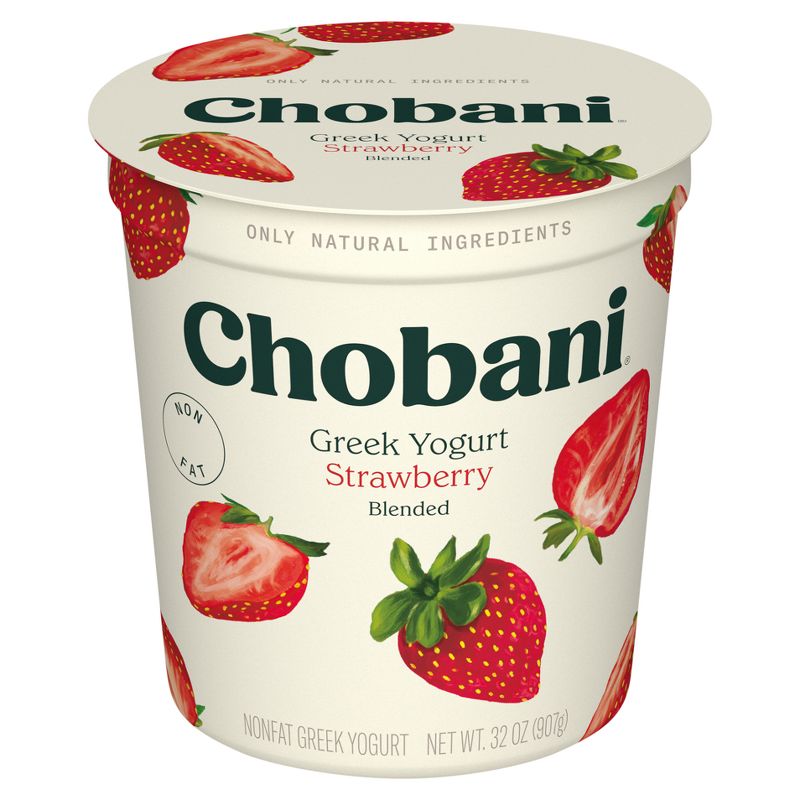 Chobani Strawberry Blended Nonfat Greek Yogurt - 32oz, 1 of 9