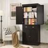 Tangkula Kitchen Cabinet Pantry Cupboard Freestanding w/Shelves Espresso - 3 of 4