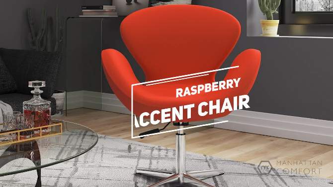 Raspberry Faux Leather Adjustable Swivel Chair - Manhattan Comfort, 2 of 8, play video
