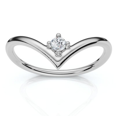 Pompeii3 Diamond Stackable Chevron Wedding Ring 14k Gold Lab Created