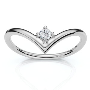 Pompeii3 Diamond Stackable Chevron Wedding Ring 14k Gold Lab Created - 1 of 4