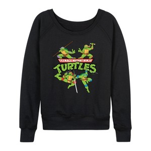 Women's - Teenage Mutant Ninja Turtles - Donnie, Mikey, Raph, and Leo Logo Lightweight French Terry Wide Neck Long Sleeve Shirt - 1 of 4