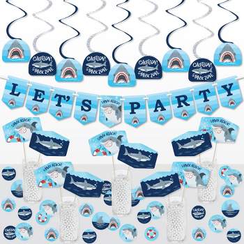 Big Dot of Happiness Shark Zone - Jawsome Shark Party or Birthday Party Supplies Decoration Kit - Decor Galore Party Pack - 51 Pieces