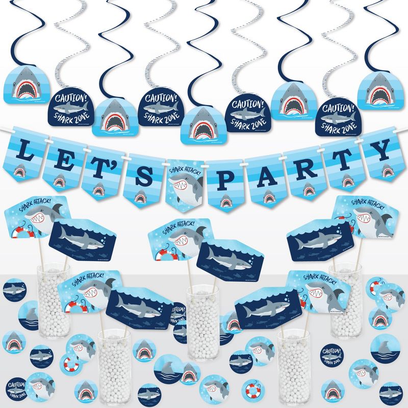 Big Dot of Happiness Shark Zone - Jawsome Shark Party or Birthday Party Supplies Decoration Kit - Decor Galore Party Pack - 51 Pieces, 1 of 9