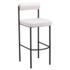 Zuo Modern Livorno Barstool Set of 2,40.2" H Ivory Shearling Fabric Plush Seat Black Steel Frame Modern Style - 3 of 4