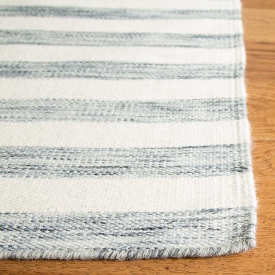 Gray and Ivory Wool Flat Woven 8' x 10' Area Rug