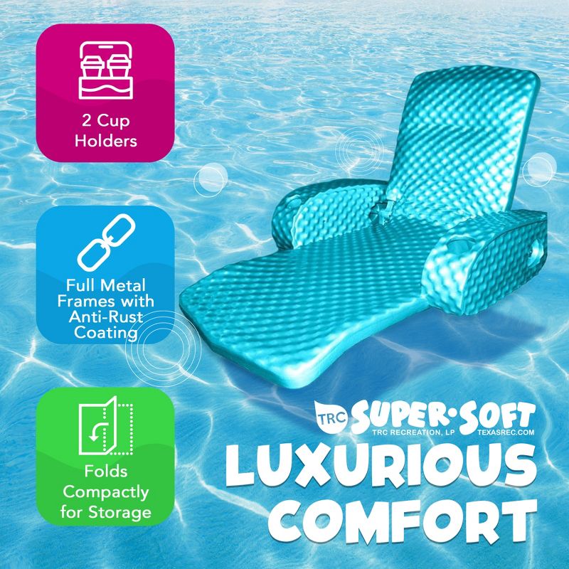 TRC Recreation Super Soft Portable Floating Swimming Pool Water Lounger Comfortable Adjustable Recliner Chair with 2 Armrest Cup Holders, 3 of 7