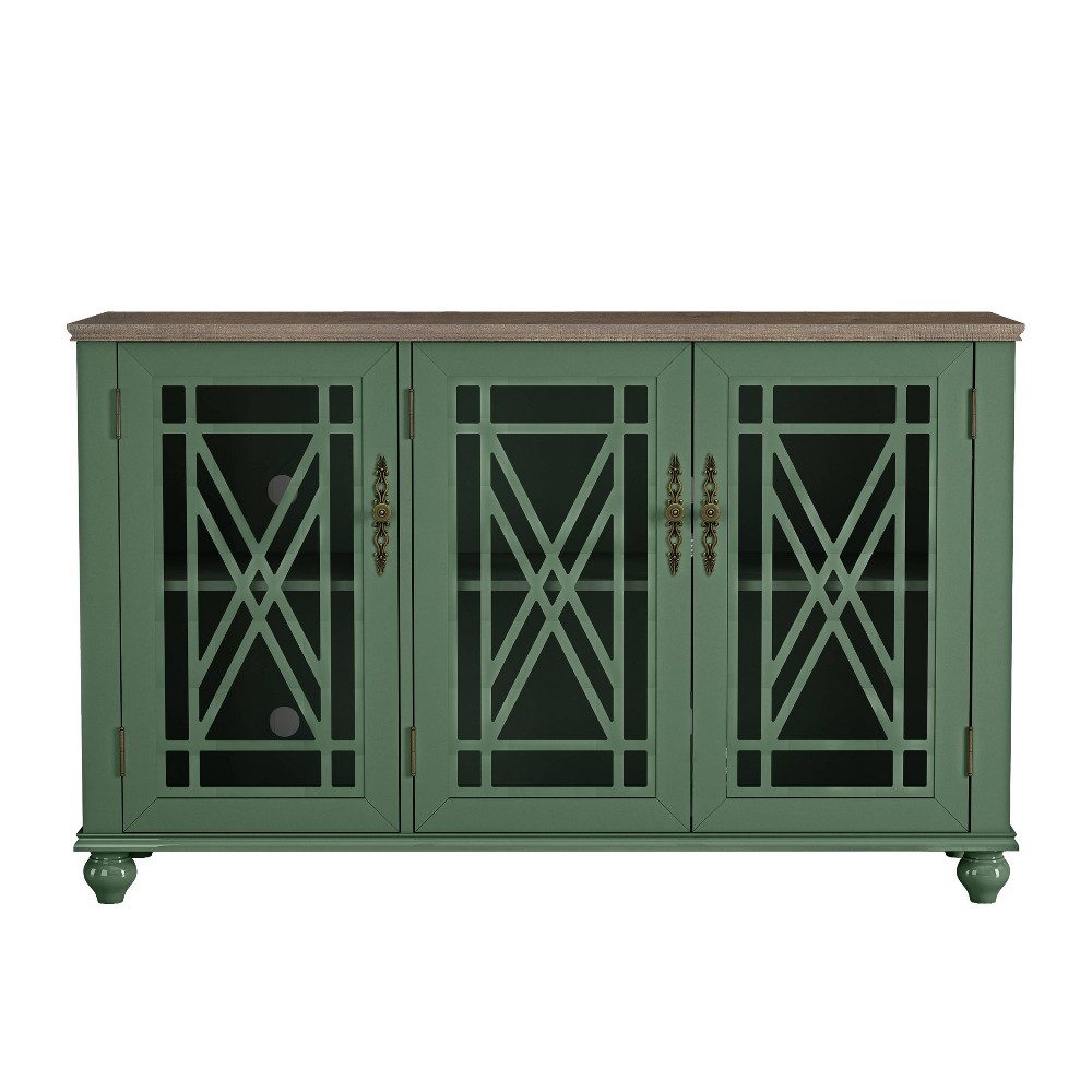 Photos - Dresser / Chests of Drawers 55" Vintage Storage Sideboard Buffet Accent Cabinet Green - Festivo