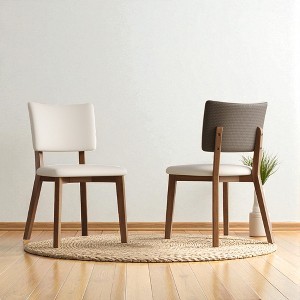 Set of 2 Mid-Century Modern Solid Wood Dining Chairs, PU Leather Upholstered Seat, Comfortable Kitchen & Dining Room Chairs for Home or Office - 1 of 4