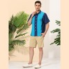 Lars Amadeus Men's Beach Striped Short Sleeve Hawaiian Color Block Button Shirts - 4 of 4