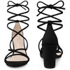 Perphy Women's Faux Suede Open Toe Lace Up Strappy Chunky Heel Sandals - 3 of 4