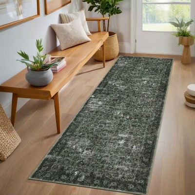 Washable Rugs,Area Rug for Living Room Bedroom, Washable Brown Rug Vintage Print Carpet