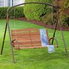 Jack Post Country Garden Outdoor Patio Swing Wooden Seat with Chains, Bronze - 4 of 4