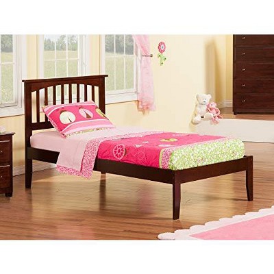 AFI Furnishings Mission Twin Platform Bed with Open Footboard and Turbo Charger in Walnut