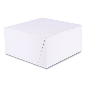 SCT White One-Piece Non-Window Bakery Boxes, Standard, 10 x 10 x 5, White/Kraft, Paper, 100/Bundle - 1 of 4