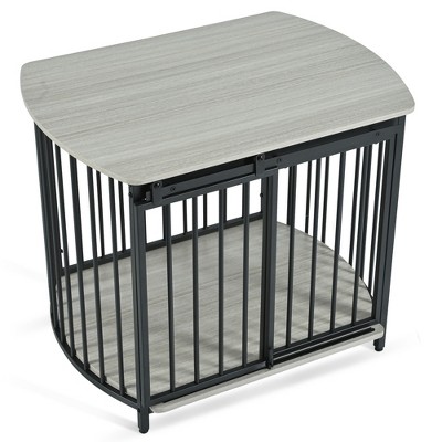 Bencmate Pet Crates and Houses Furniture Style Dog Crate with Double Doors for Living Room Bedroom, Gray, 31.5"*23.03"*25.87"