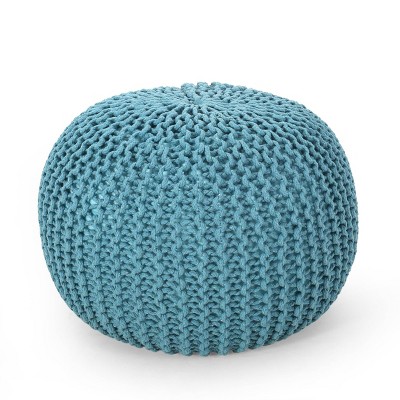 Nahunta Modern Knitted Cotton Round Pouf - Christopher Knight Home : Target