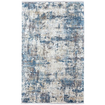 Cadiz Modern Abstract Ivory/Tan/Blue Area Rug