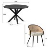 5-Piece Round Dining Set for 4, Dining Table Set with Bouclé Fabric Mesh Rattan Backrest Armreat Dining Chair, Dining Room Furniture - Maison Boucle - 2 of 4