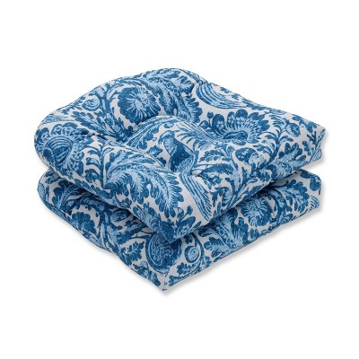 2pk Tucker Resist Wicker Outdoor Seat Cushion Azure Blue - Pillow Perfect