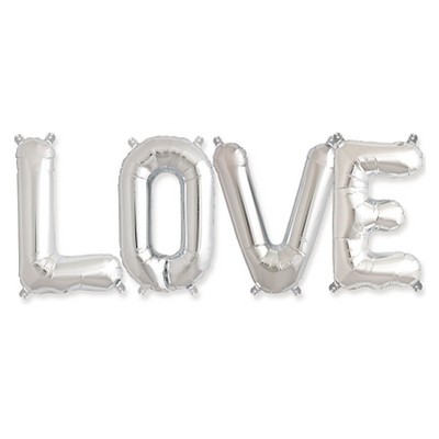 silver love balloons