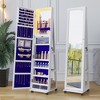 Fredees 360° Rotating Jewelry Armoire with Lights, Lockable Cabinet, Standing Full-Length Mirror & Jewelry Storage, Wheels - 3 of 4