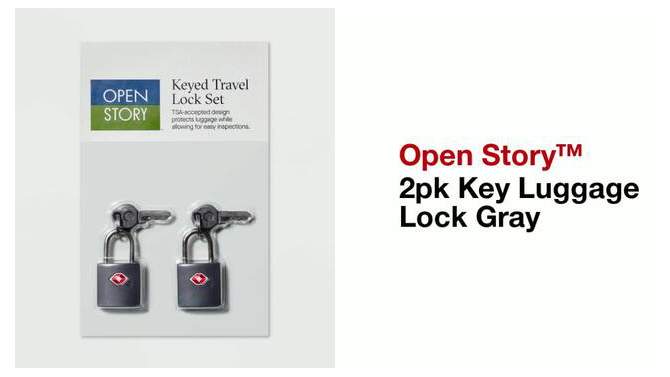 2pk Key Luggage Lock Gray - Open Story&#8482;, 2 of 5, play video