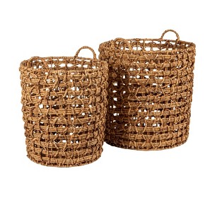 Storied Home Round Water Hyacinth Baskets, Set of 2 - 1 of 4