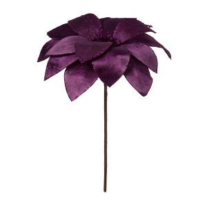 Vickerman 22" Velvet Sheen Glitter Trim Poinsettia - 1 of 4