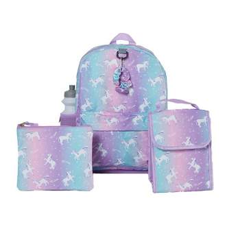 CLUB LIBBY LU Unicorn Backpack Set for Girls, 16 inch, 6 Pieces - Includes Foldable Lunch Bag, Water Bottle, Scrunchie, & Pencil Case