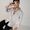 Campus Sutra Men Men's Greige Textured Ruched Shirt - 2 of 3
