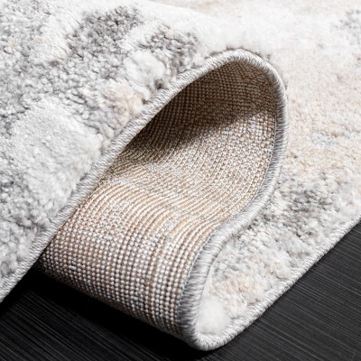 Beige and Grey Abstract Distressed Area Rug, 2'7" x 5'