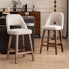 YOUNIKE Counter Height Bar Stool 26 Inch Modern Farmhouse Barstools with Solid Wood Legs Upholstered Bar Height Chair Boucle Fabric - 2 of 4