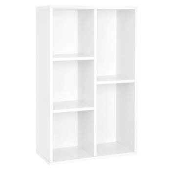 VASAGLE Bookcase, Bookshelf with 5 Compartments, Freestanding Shelves and Cube Organizer, Display Shelf for Small Spaces, White