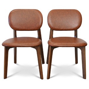 Gulches Brown Vegan Leather Dining Chairs - Set of 2 for Stylish Interiors - 1 of 4