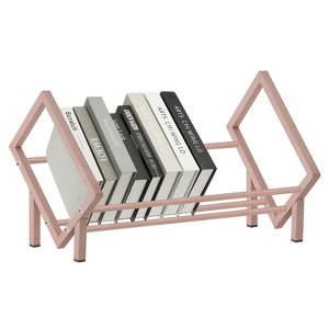Unique Bargains Stainless Steel Magazine CD Storage Desk Decorative Bookshelf - 1 of 4