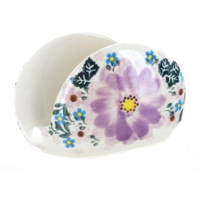 Blue Rose Polish Pottery Lilac Garden Small Napkin Holder