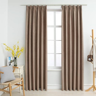 Aghana Digitals 2-Piece Taupe Suede-Touch Polyester Blackout Curtains with Metal Hooks, 55.1x88.6"