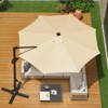 Large Cantilever Patio Umbrella, 10' X 10' Heavy Duty Large Aluminum Outdoor Umbrella with Solar LED Lights & Weighted Base, 360° Rotation - 3 of 4