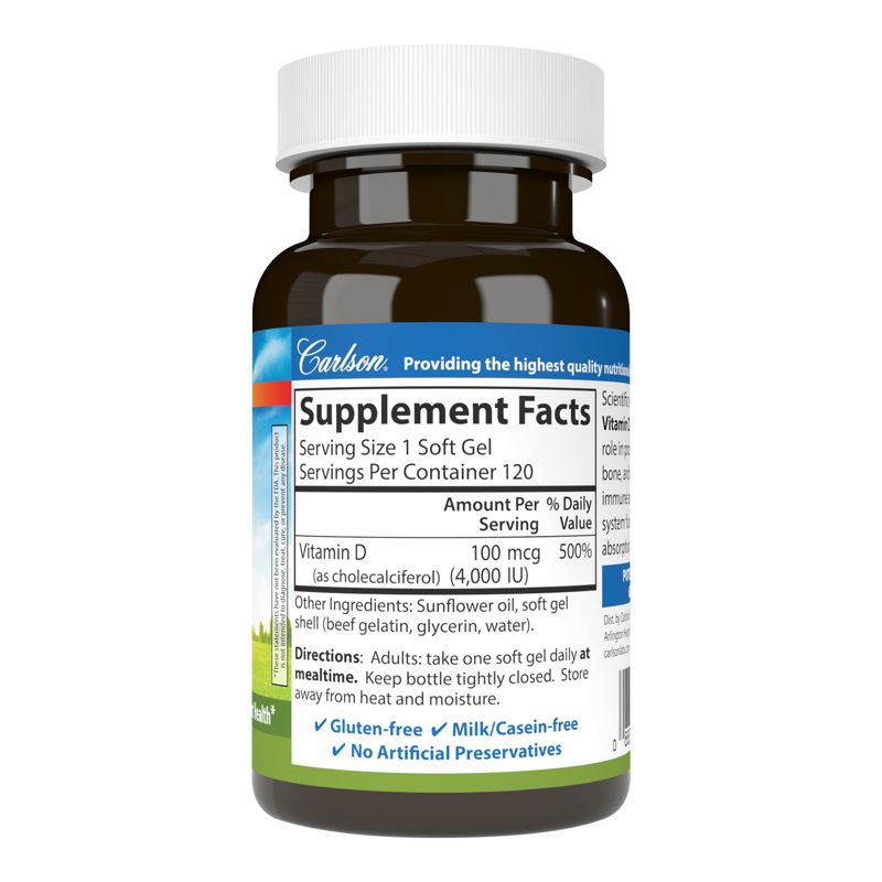 Carlson - Vitamin D3 4000 IU (100 mcg), Cholecalciferol, Immune Support, 4 of 7