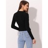 Allegra K Women's Long Sleeve Cut-Out Front Stretch Ruched Knit Top - 4 of 4